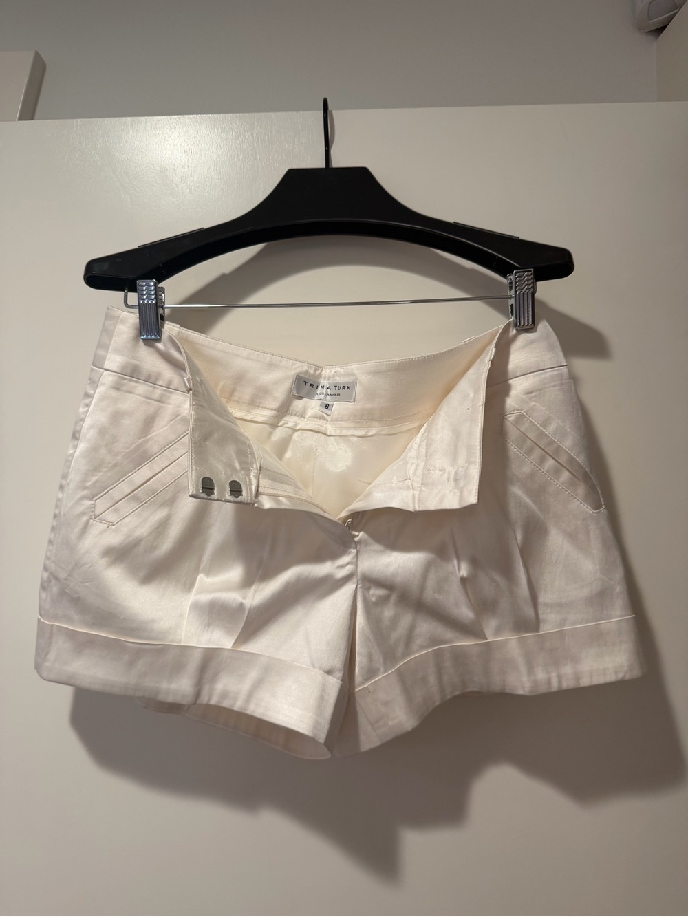 Trina Turk Ivory High-Waist Tailored Shorts
